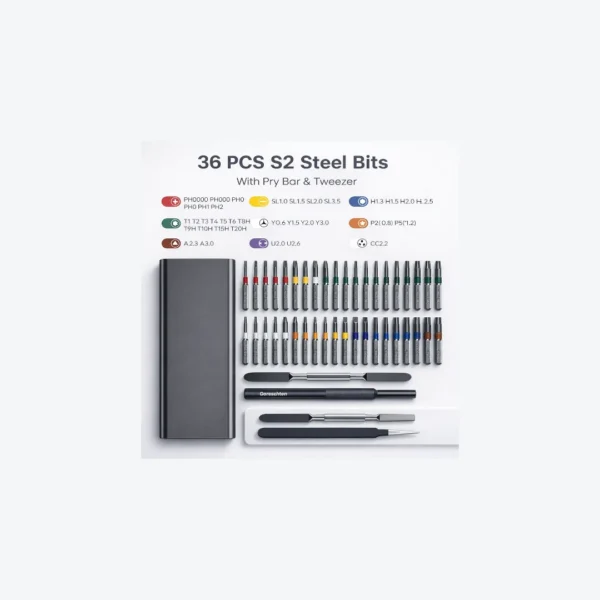 S920850fdf3f84b3da348980c3c02b460L Kit de Destornilladores de Precisión 36 en 1 | Puntas de Acero S2 Magnético de Alta Dureza
